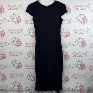 Felicity & Coco dress navy blue Black Cap Sleeve Midi Dress gold zipper back